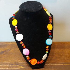 Vintage Glass Multicolored Disc Necklace